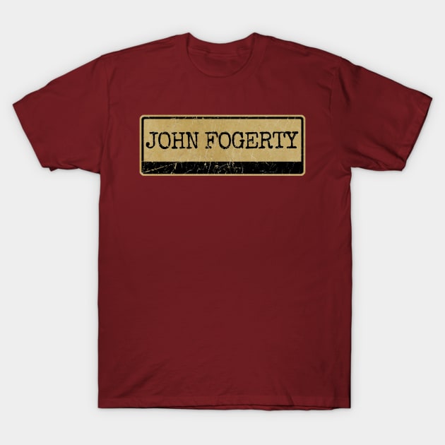 Aliska text black retro - John Fogerty T-Shirt by Aliska